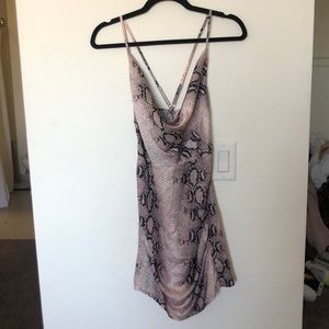 Snakeskin Print Cowl Neck Dress